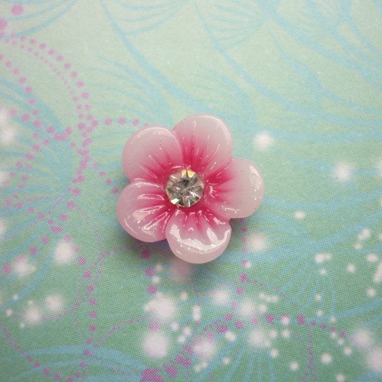 Sparkle Flower – Pink – Charm for Memory Lockets – Sparkling Dragon Designs