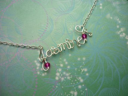 Hand Made to Order Personalized Name Necklace - Silver or Gold Colored Wire and Beads