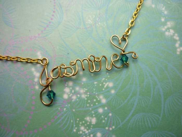 Hand Made to Order Personalized Name Necklace - Silver or Gold Colored Wire and Beads