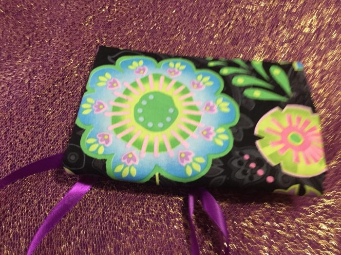 Tarot Card and Oracle Card Wrap Clutch Bag - Padded - Keepsafe - Bright Flowers with Purple Ribbon