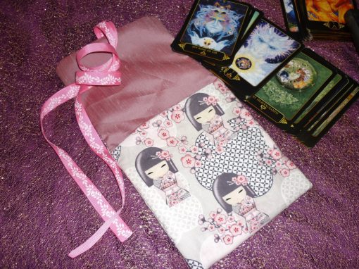 Tarot Card and Oracle Card Wrap Clutch Bag - Padded - Keepsafe - Cherry Blossom Geisha