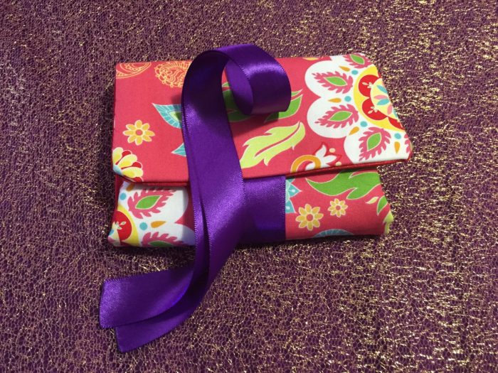 Tarot Card and Oracle Card Wrap Clutch Bag - Padded - Keepsafe - Flowers with Purple Ribbon