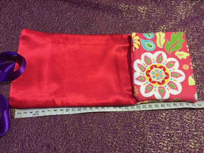 Tarot Card and Oracle Card Wrap Clutch Bag - Padded - Keepsafe - Flowers with Purple Ribbon