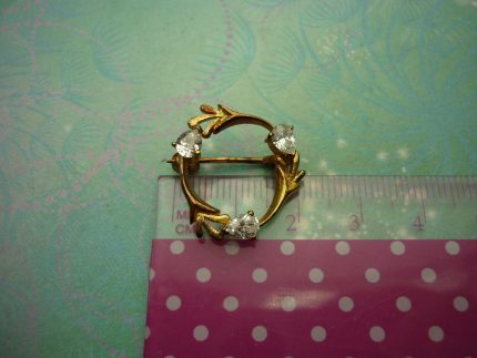 Vintage Brooch - Sterling Silver - Gold Plated Sterling Silver with CZ Jewels - Unique Gift