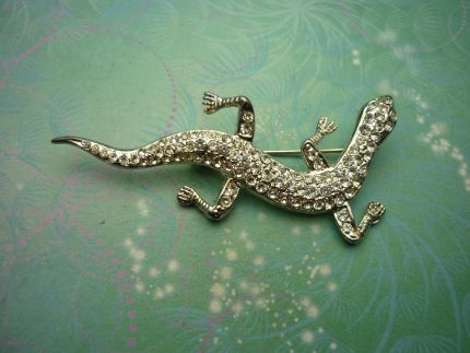 Vintage Brooch - Sterling Silver  - Lizard - Marcasites - Vintage Brooch - Unique Gift - Animal Jewelry