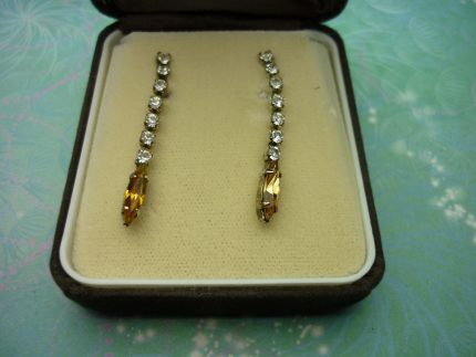 Vintage Crystal Earrings - Amber