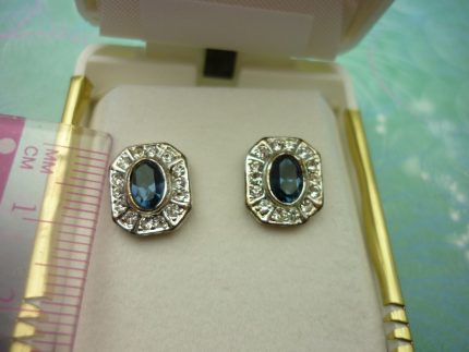 Vintage Crystal Earrings - Sapphire Blue