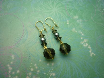 Vintage Earrings - Smokey Glass Beads