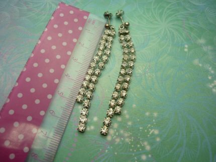 Vintage Silver Earrings - Sparkling Crystals