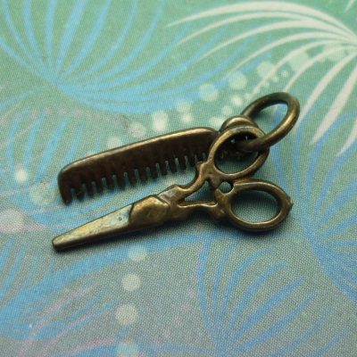 Vintage Sterling Silver Charm - Comb & Scissors Hairdresser