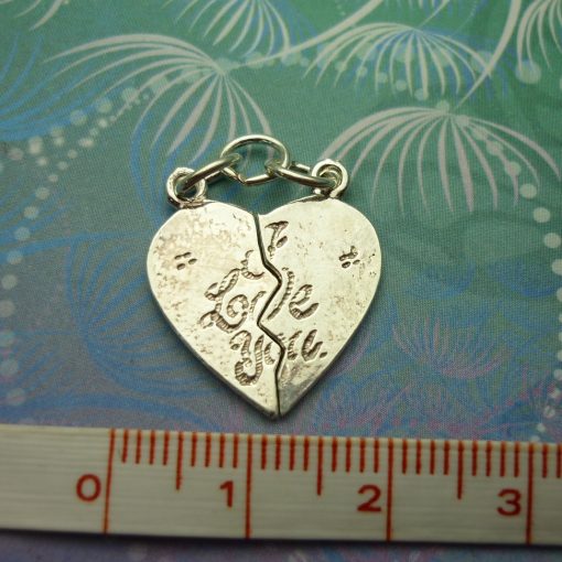 Vintage Sterling Silver Charm - I Love You Heart (2 halfs make 1 whole)