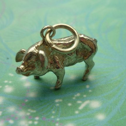 Vintage Sterling Silver Charm - Pig
