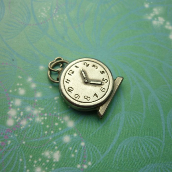 Vintage Sterling Silver Dangle Charm - Alarm Clock Big