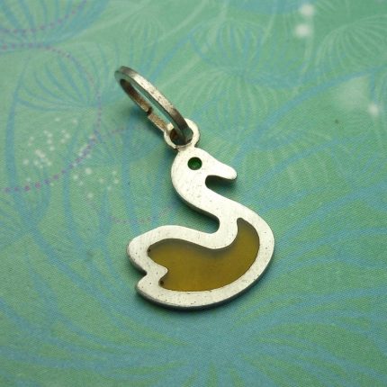 Vintage Sterling Silver Dangle Charm - Duck Yellow