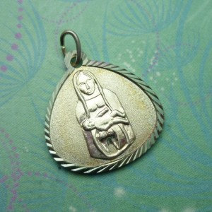 Vintage Sterling Silver Dangle Charm - Mary and Child
