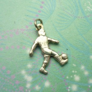 Vintage Sterling Silver Dangle Charm - Soccer Player