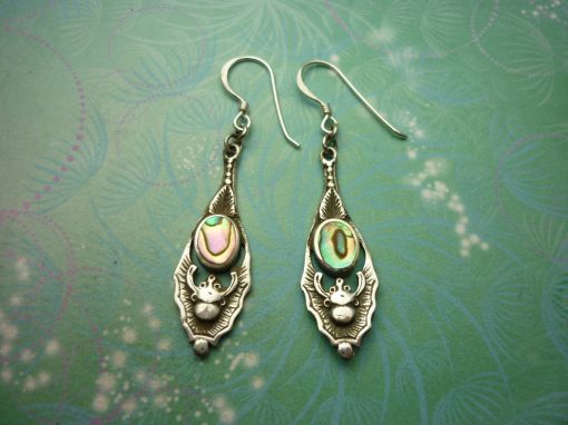 Vintage Sterling Silver Earrings - Abalone Paua Shell - 925 Hallmarked - Style 1