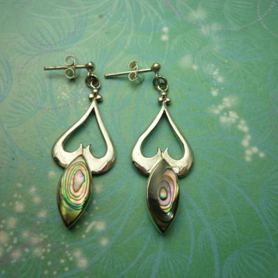 Vintage Sterling Silver Earrings - Abalone Paua Shell - 925 Hallmarked - Style 6