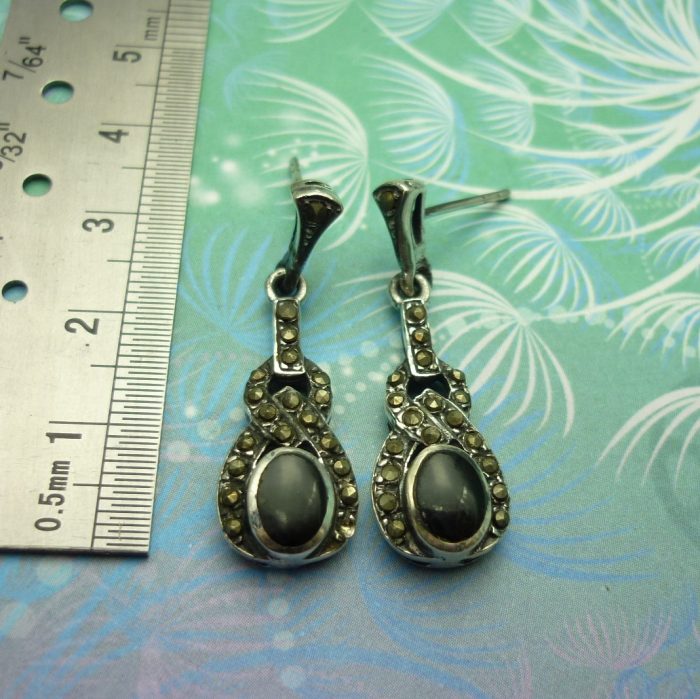 Vintage Sterling Silver Earrings - Black Onyx - Style 19