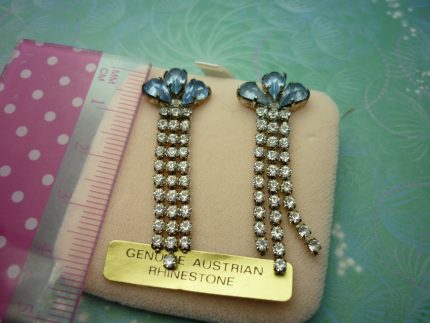 Vintage Sterling Silver Earrings - Blue Petals