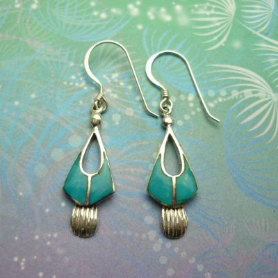 Vintage Sterling Silver Earrings - Turquoise - Style 10