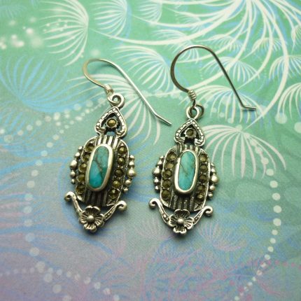 Vintage Sterling Silver Earrings - Turquoise - Style 11