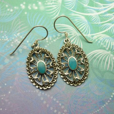 Vintage Sterling Silver Earrings - Turquoise - Style 2