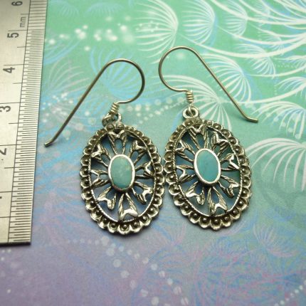 Vintage Sterling Silver Earrings - Turquoise - Style 2