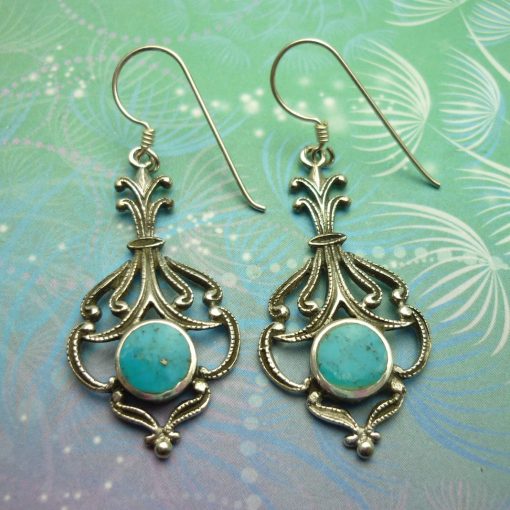 Vintage Sterling Silver Earrings - Turquoise - Style 5