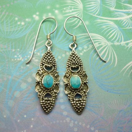 Vintage Sterling Silver Earrings - Turquoise - Style 9