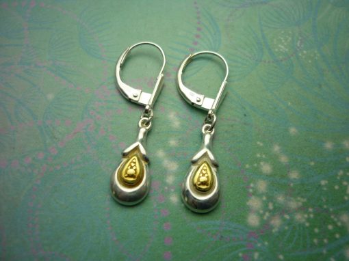 Vintage Sterling Silver Earrings with gold plated tear drops