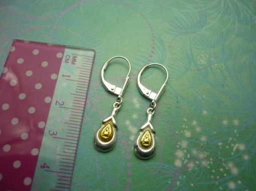 Vintage Sterling Silver Earrings with gold plated tear drops